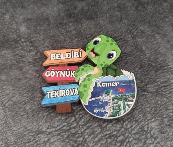 Magnet Kaplumbağa Caretta Hayvan Buzdolabı Süsü Ahşap Magnet Mıknatıslı Hediyelik Eşya - Image 1