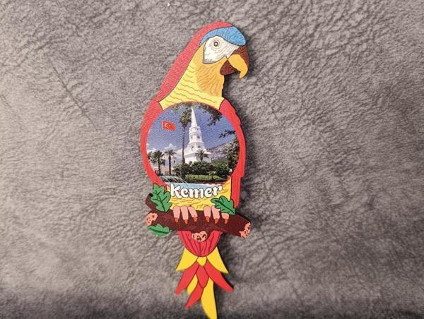 Magnet Papağan Kuş Hayvan Buzdolabı Süsü Ahşap Magnet Mıknatıslı Hediyelik Eşya - Image 1