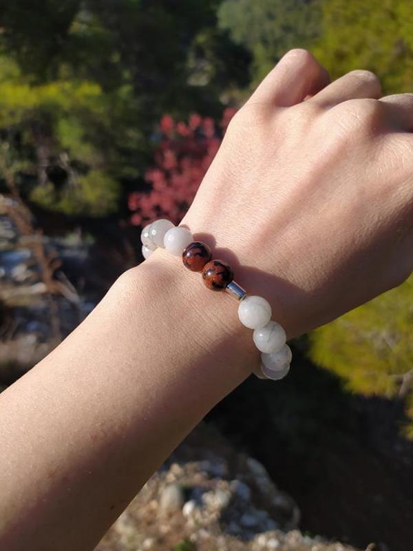 Bileklik Doğal Taş Çakra Elastik Aşk Sevgili Bileklik Unisex Yoga Enerji Bilezik  - Image 1