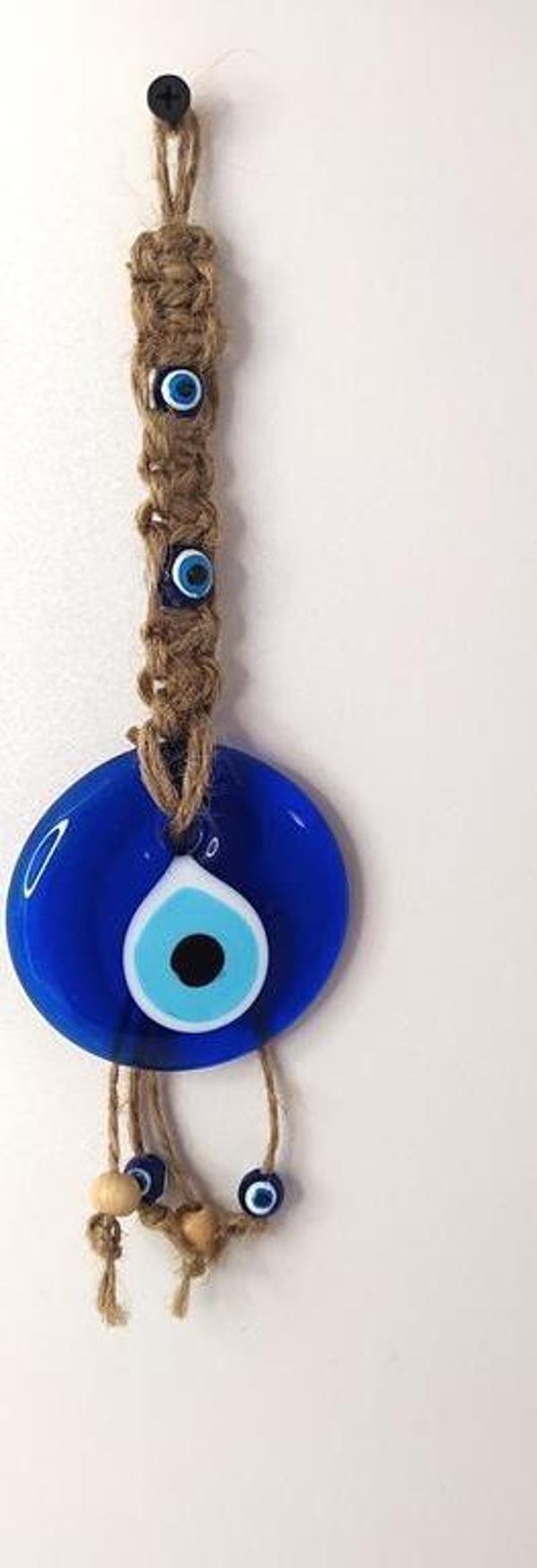 Cam Nazar Kötü Göz Kovucu Hand Made Ağaç Duvar Dekorasyonu Hasır Nazarlık Duvar Ağaç Ev Süsü - Image 1