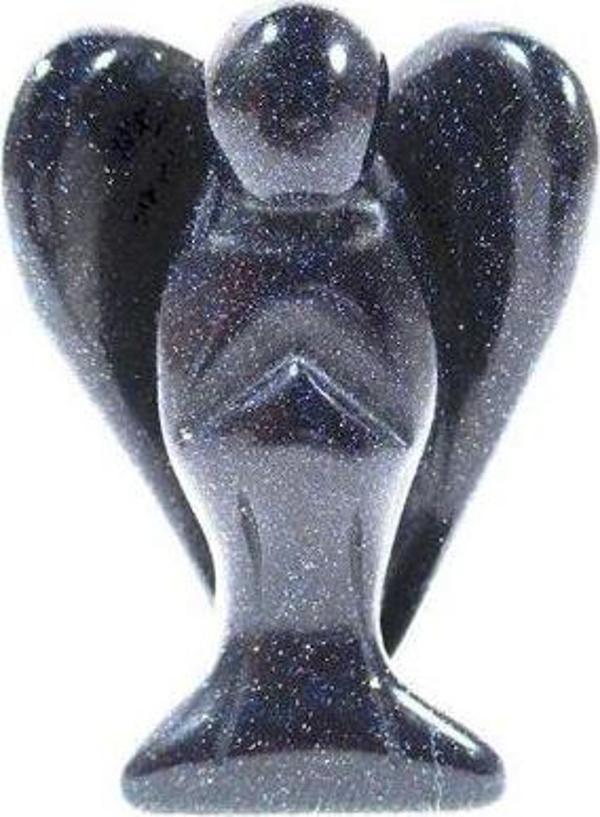 Mini 3.5 cm  Mavi Goldstone Koruyucu Melek Reiki Çakra Enerji Ev Dekor   - Image 1