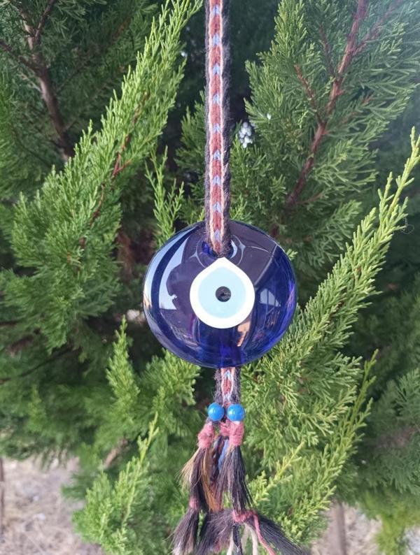 Keçi Kılı İp Cam Nazar Boncuğu Kötü Göz Kovucu Ağaç Duvar Dekorasyonu Nazarlık Duvar Ağaç Ev Süsü - Image 1