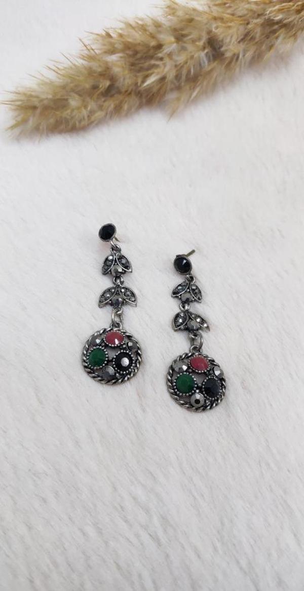 Hdmarketim Vintage Hürrem Sultan Otantik Sallantılı Küpe Taşlı - Image 1