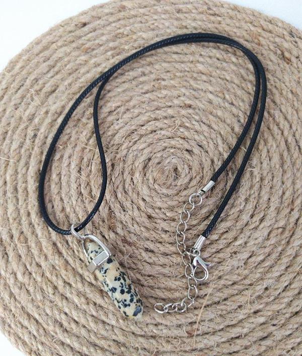 Kolye Çakra Doğal Benekli Jasper Taşı Çivi Kolye Takı Bijuteri Aksesuar - Image 1