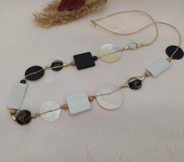 Hdmarketim Doğal Sedef Taş Moda Tasarım Kolye - Image 1