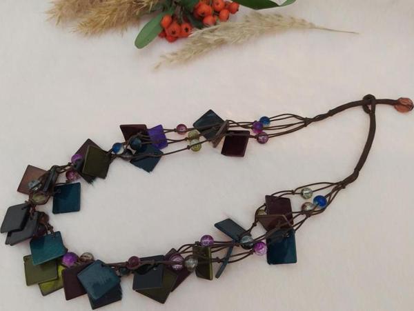 Hdmarketim Doğal Sedef Taşlı Tasarım Kolye - Image 1