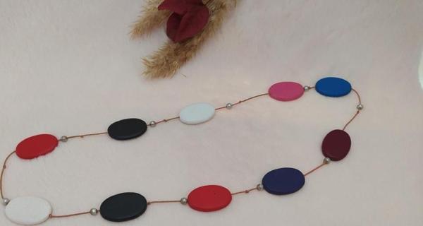 Hdmarketim El Yapımı Ahşap Pastel Renklerle  Tasarlanmış Trend Kolye - Image 1