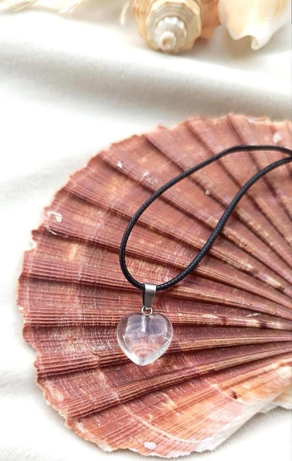 Kolye Gerdanlık Kalp Çakra Yoga Reiki Doğal Kristal Kuvars Taş Kadın  - Image 1