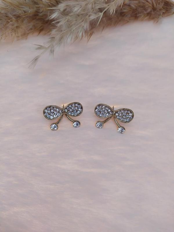 Hdmarketim Kelebek Swarovski Taşlı İncili Doğa Temalı Küpe - Image 1