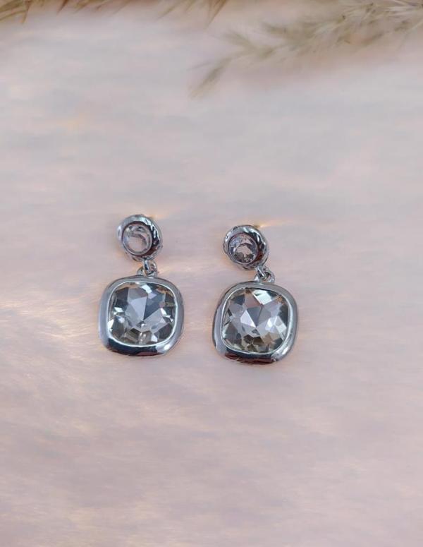 Hdmarketim Otantik Swarovski  Beyaz Taşlı Işıltılı Sallantılı Küpe Beyaz - Image 1