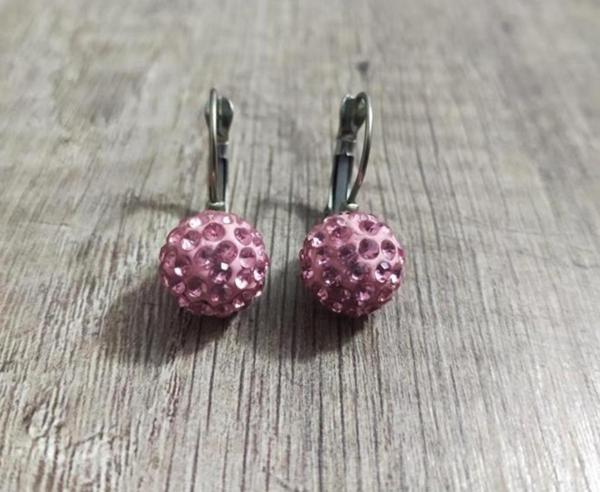 Hdmarketim Şambala Model Swarovski Taşlı Pembe Sallantılı Küpe - Image 1
