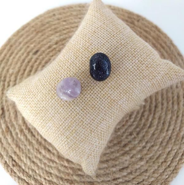 Küpe Ametist Yıldız  Doğal Taş Kadın Takı Küpe Aksesuar  - Image 1
