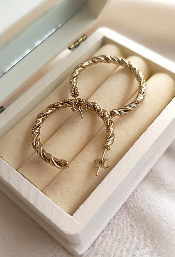 Küpe Burgu Halka Kararmaz Çelik 316L Sarı Renk Halka Küpe  - Image 1