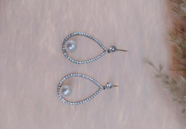 Hdmarketim Swarovski Taşlı İnci Doğal Taşlı Küpe - Image 1