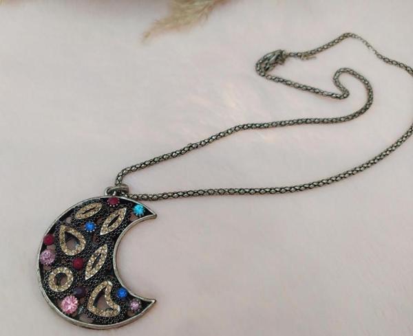 Hdmarketim Swarovski Taşlı Moda Tasarım Ay Model Kolye - Image 1