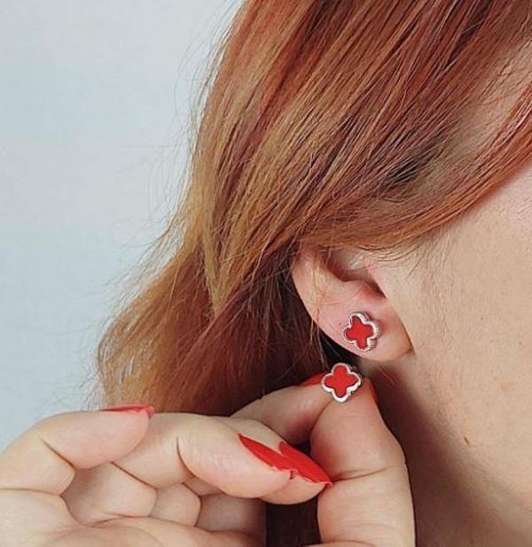 Yonca küpe 10 Mm Çelik 2024 yeni yüksek kalite 316 L takı Dört Yapraklı Yonca Klasik Logo lüks kadin parti takı - Image 1