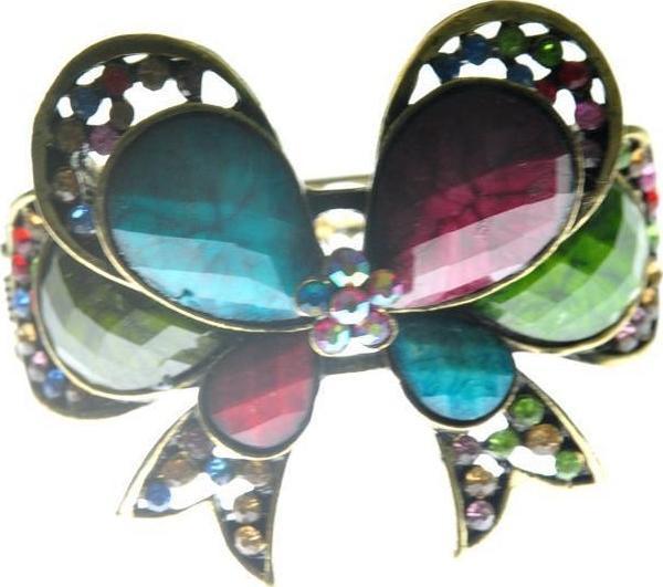 Hdmarketim Otantik Swarovski Taşlı Çiçekli Kelepçe Metal Bileklik - Image 1