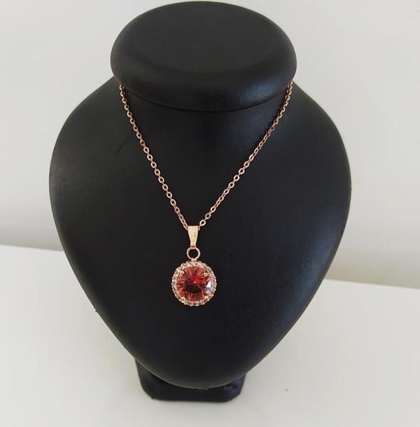 Sultanit (Zultanit) Rose Gold Renk Bukalemun Zirkon Doğal Taşlı Kolye - Image 1