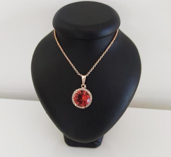 Sultanit (Zultanit) Rose Gold Renk Bukalemun Zirkon Doğal Taşlı Kolye - Image 1