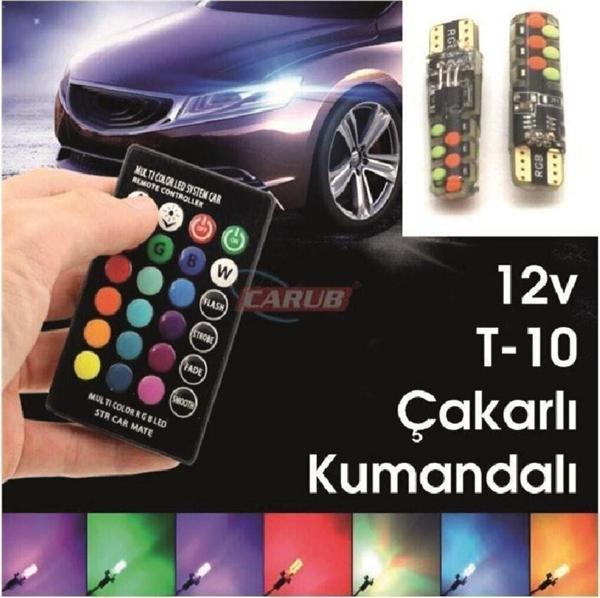 Carub Ampül 2 Adet Led 7 Renkli Çakarlı Kumandalı Işık Şiddet Ayarlı - Image 1