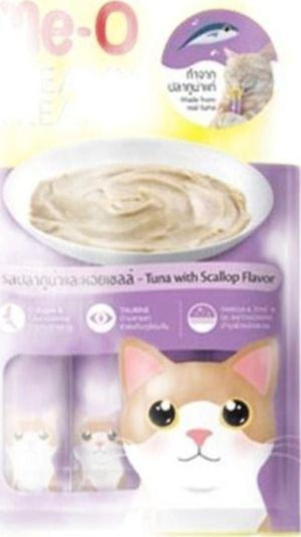 Me-O Creamy Deniz Tarağı & Ton Balığı Kedi Ödülü 4x15 gr - Image 1