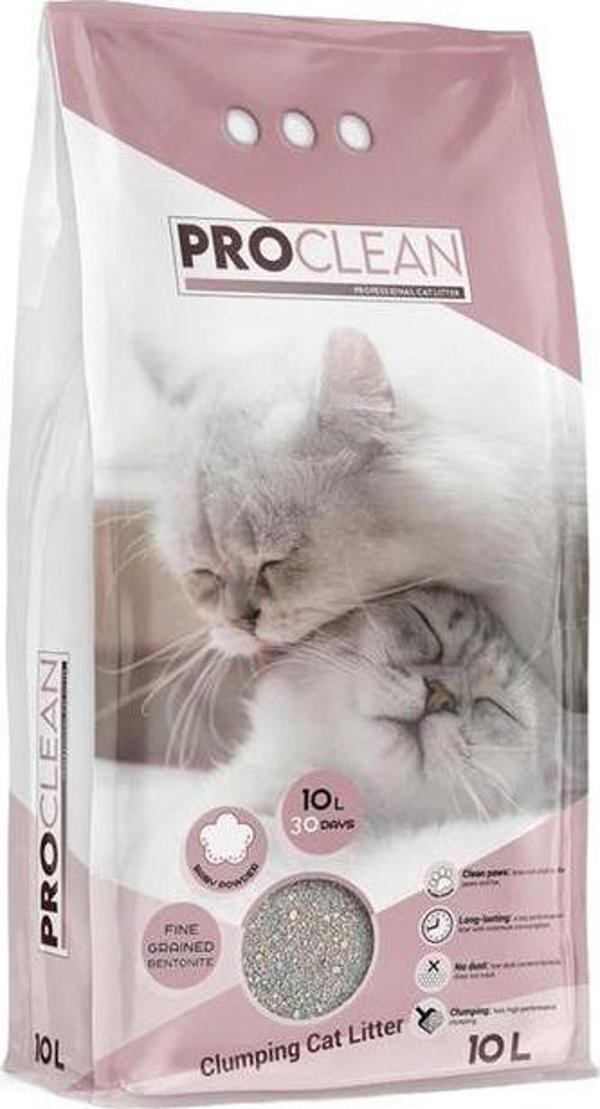 ProClean Bebek Pudra Kokulu Kalın Taneli Topaklanan Kedi Kumu 10 Lt - Image 1