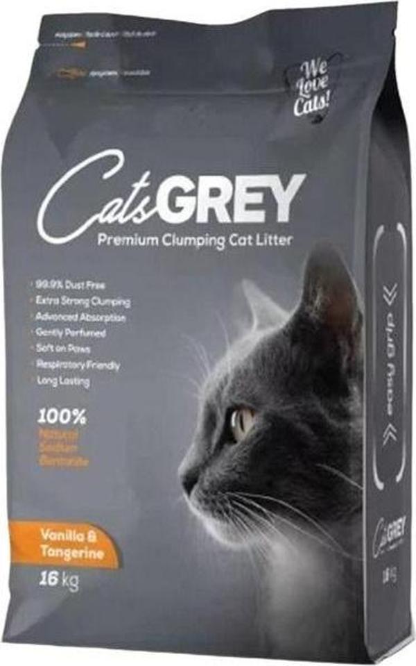 Sandy Cats Grey Vanilya Ve Mandalina Kokulu İnce Taneli Bentonit Kedi Kumu 16 kg - Image 1