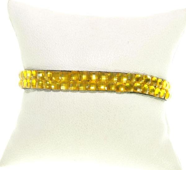 Bileklik Swarovski Taşlı Sarı Ayarlanabilir Bileklik - Image 1