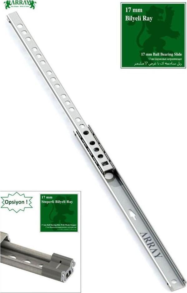 ARRAY TELESKOPİK İNCE BİLYALI ÇEKMECE RAYI 17 MM 310 MM - Image 1