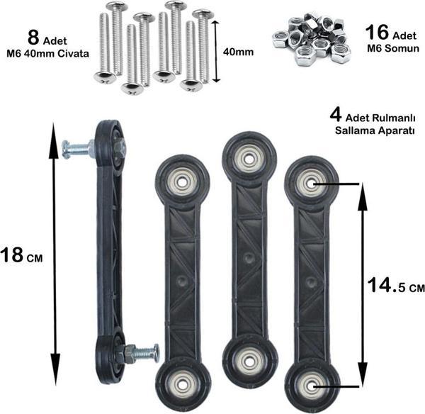 BEŞİK SALLAMA APARATI 14.5 CM SİYAH M6  ( 4 ADET ) - Image 1