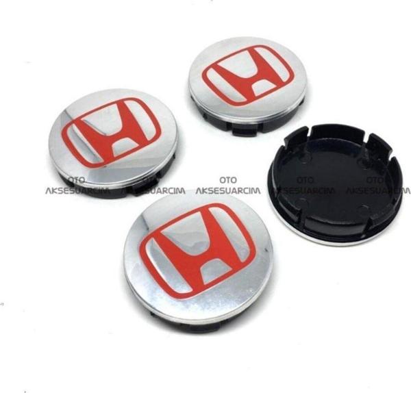 NS Nilser Auto Parts Honda Cıvıc Gri- Kırmızı Jant Göbek 56x52mm - Image 1