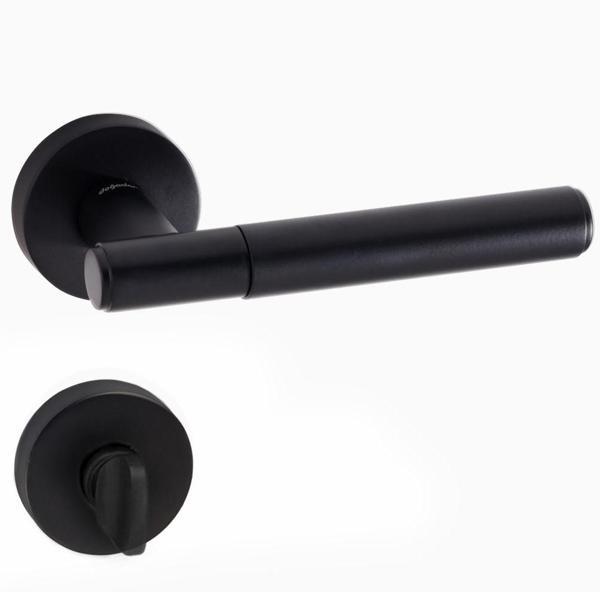 DOĞANLAR SORE MAT SİYAH ROZETLİ KAPI KOLU TAKIM-Wc Kol - Image 1