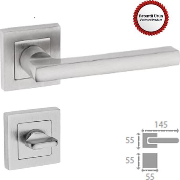 EURPA SATEN NİKEL KAPI KOLU KARE ROZETLİ WC (TK) - Image 1