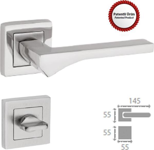 LOTUS NİKEL SATEN  KAPI KOLU KARE ROZETLİ WC (TK) - Image 1