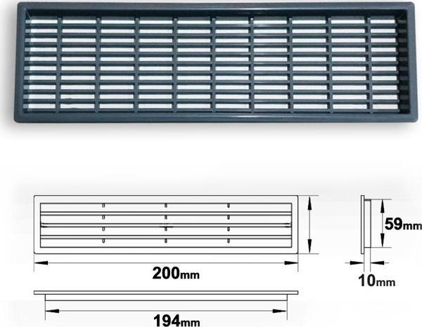 PLASTİK MENFEZ DİKDÖRTGEN GRİ - Image 1