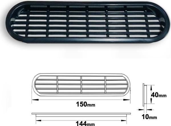 PLASTİK MENFEZ OVAL SİYAH - Image 1