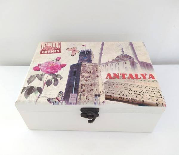 Ahşap Dekoratif Aynalı Mücevher Takı Aksesuar Kutusu 8985 - Image 1