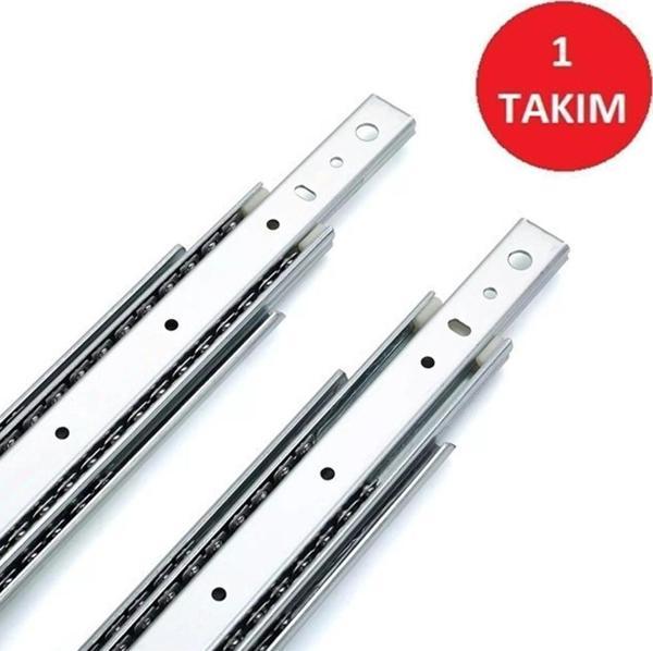 YENİLER 45 MM 30 CM FRENLİ TELESKOPİK ÇEKMECE RAYI - Image 1