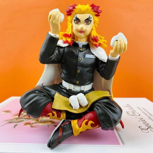 Anime Demon Slayer Kyojuro Rengoku 10 cm Oturan Karakter Figür Oyuncak Biblo  - Image 1