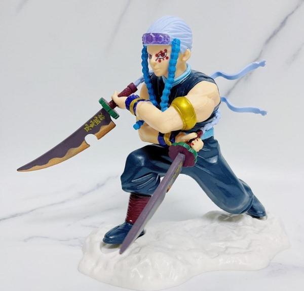 Anime Demon Slayer Tengen Uzui Karakter Figür Oyuncak Standlı Biblo  - Image 1