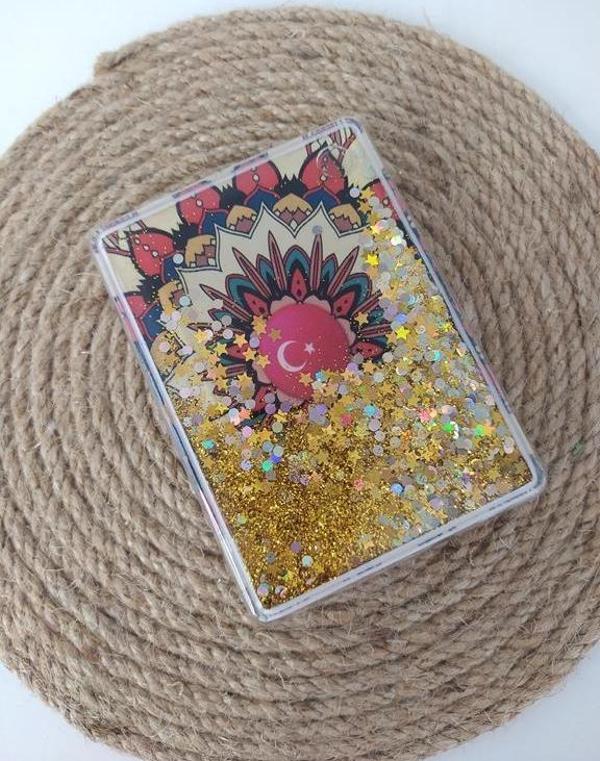 Ayna Cep Çanta Seyehat Aynası Sulu Pullu Makyaj Kozmetik Büyüteç Kompakt      - Image 1