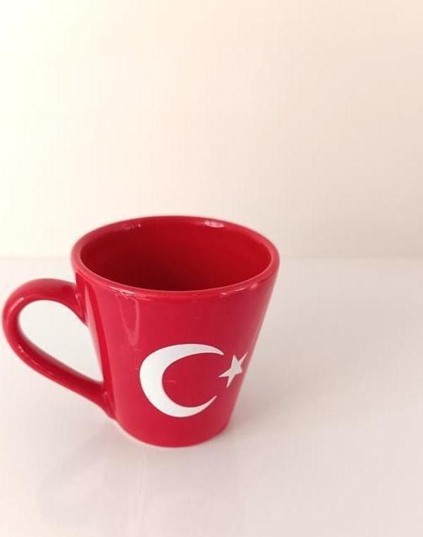 Bardak Seramik Kupa Türk Bayrak Ay Yıldız Çay Kahve Su 200 ML   - Image 1