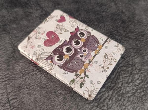 Cep Ayna Baykuş Makyaj Çanta Seyahat Taşınabilir Ayna Kozmetik Büyüteç Kompakt    - Image 1