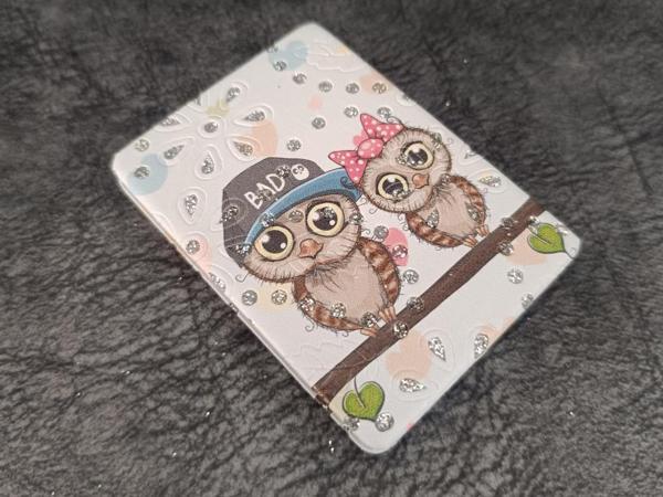 Cep Ayna Baykuş Makyaj Çanta Seyahat Taşınabilir Ayna Kozmetik Büyüteç Kompakt    - Image 1