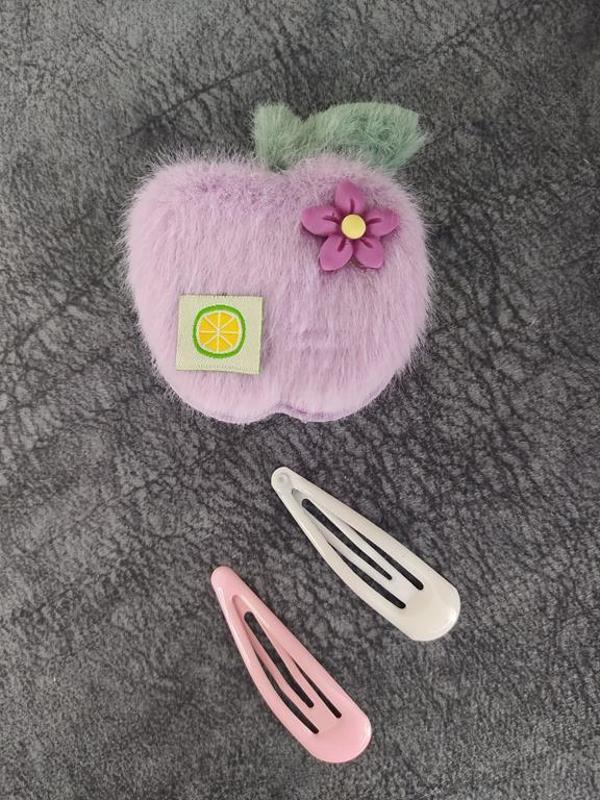 Elma Meyveli Renkli Peluş Çıt Çıt Toka 11424 - Image 1