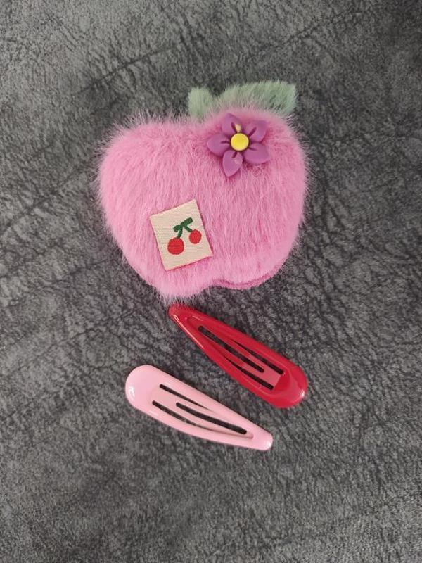 Elma Meyveli Renkli Peluş Çıt Çıt Toka 11428 - Image 1