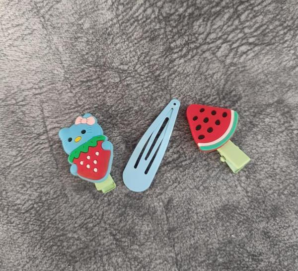 Toka Sevimli Kedicik Meyveli  Kız Çocuk Toka Saç Aksesuar Hediye  - Image 1