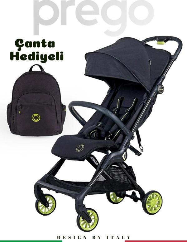 Prego Quark Karbon Fiber Kasa Hafif Kabin Boy Bebek Arabası + Çanta Hediyeli Yeşil Tek Ebat - Image 1