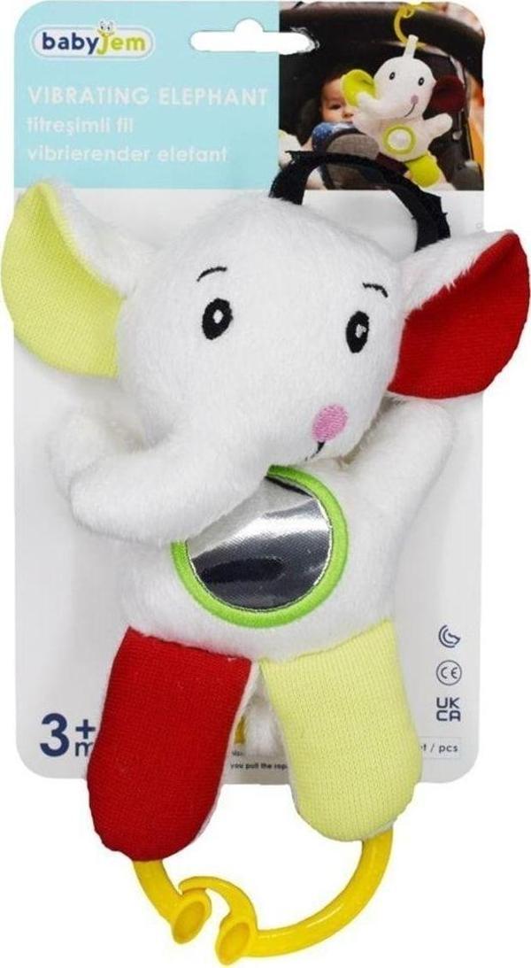 Babyjem 833 Çıngıraklı Fil Titreşimli Bebek Çıngırağı Ekru - Kırmızı Tek Ebat - Image 1