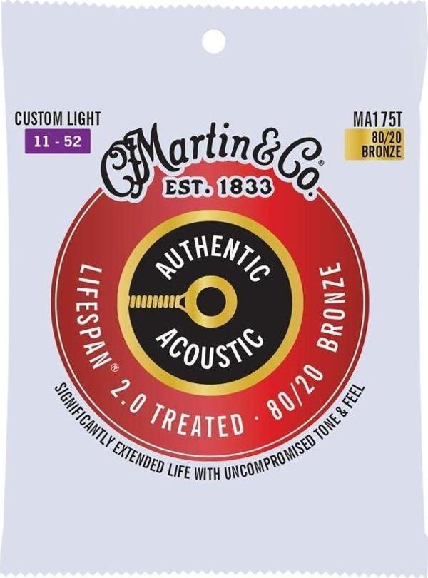 Martin Co MA175T SP Lifespan Treated Akustik Gitar Teli Custom Light 11-52 - Image 1